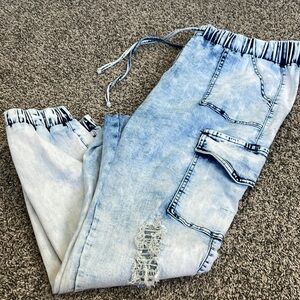Womens distressed bamboo jeans pants size 1XL
